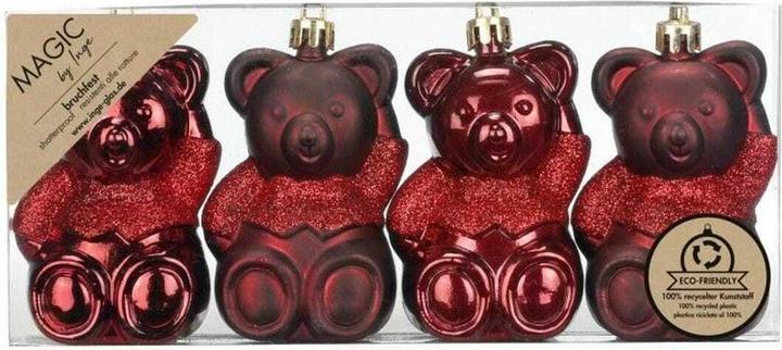 Produktbild Inge’s Glas Christmas Decor Weihnachtsschmuck Teddybär 4 Stück, Rot (4 -teilig)