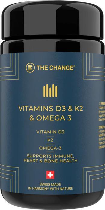 Image du produit BE THE CHANGE Vitamines D3 & K2 & Oméga 3 (90 pcs, Capsules, 53 g)