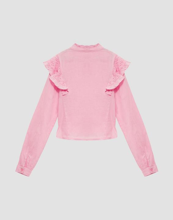 Immagine prodotto S.Oliver Bluse Verkürzte Bluse mit Lochstickerei und Rüschen (M)