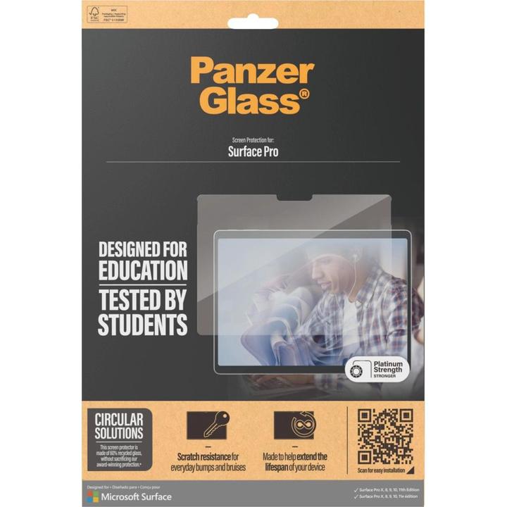 Produktbild PanzerGlass Ultra Wide Fit Surface Pro X / 8 / 9 / 10 / 11 (1 Stk., Microsoft Surface Pro 11, Microsoft Surface Pro 8, Microsoft Surface Pro 9, Microsoft Surface Pro X)