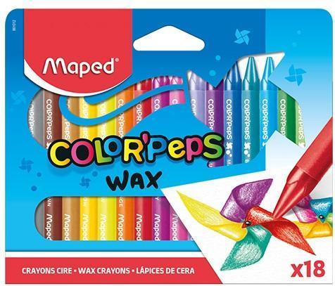 Maped Pastello a cera COLOR'PEPS WAX, scatola di cartone da 18 pezzi (18x)