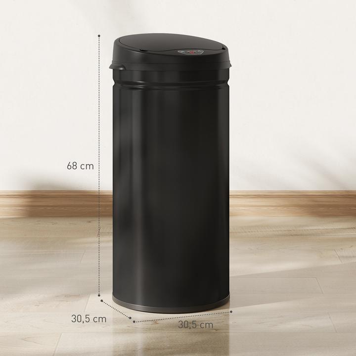 Produktbild Homcom Sensor-Mülleimer Edelstahl, Kunststoff Schwarz (42 l)