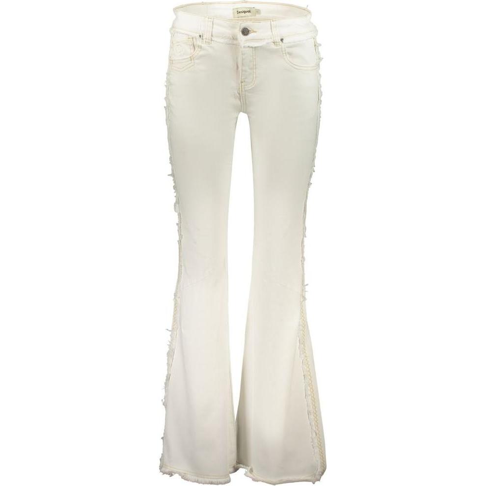 Desigual, Damen, Jeans, White Cotton Flared Jeans, Weiss, (36)