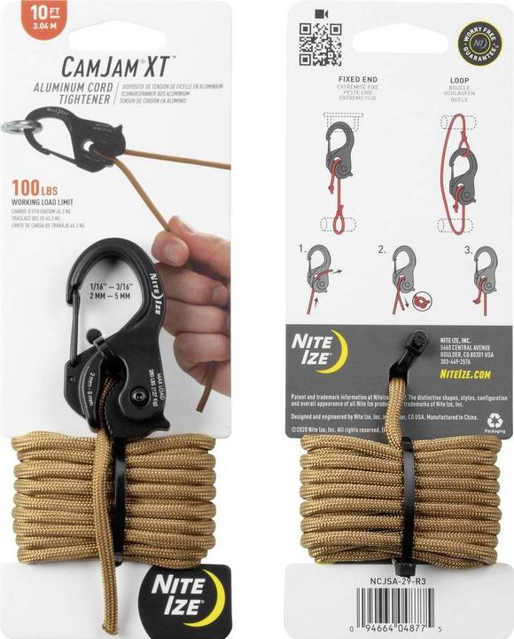Nite Ize CamJam XT Aluminum Cord Tightener - With Coyote Paracord