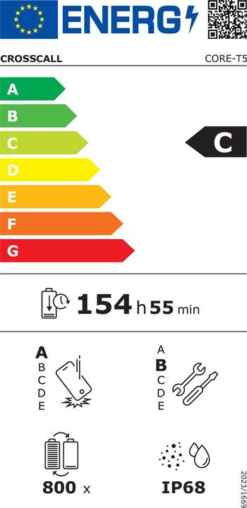 Label énergétique Crosscall Tab Core-T5 (4G, 8", 32 Go, Noir)