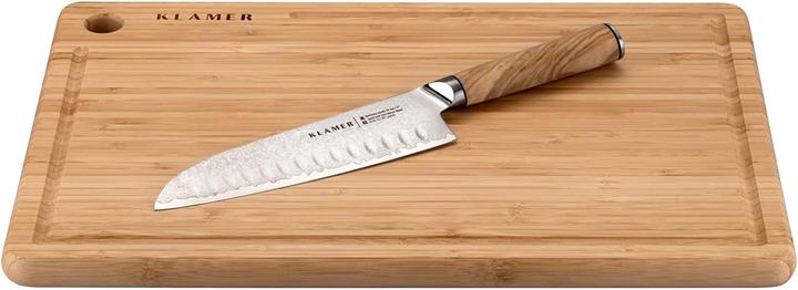 Image du produit KLAMER Santoku Damastmesser Olive 18 cm Kochmesser (18 cm)