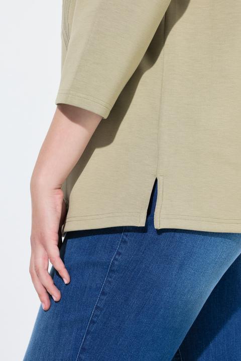 Produktbild Ulla Popken Sweatshirt, Blüten-Applikationen, Rundhals, 3/4-Arm (54, 56)