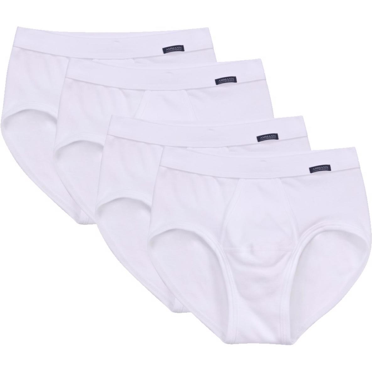 Thumbnail - Ammann, Herren, Unterhosen, 4er Pack Organic Cotton Feinripp Slip / Unterhose mit Eingriff, Weiss, (XL, 4er Pack)