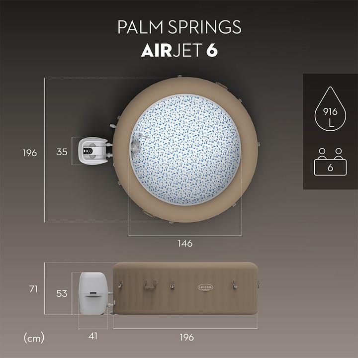 Produktbild Bestway LAY-Z-SPA Palm Springs AirJet aufblasbla sbarer Whirlpool für 4–6 Personen (6 Personen)