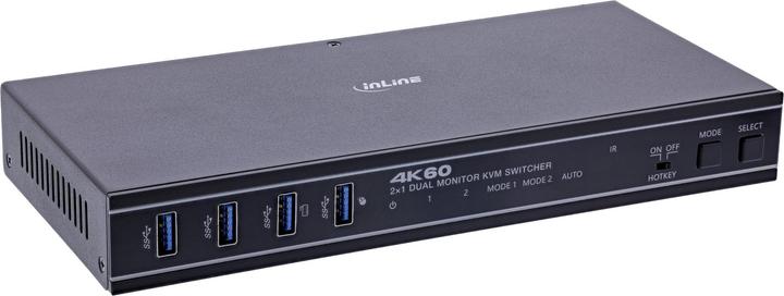 InLine ® KVM Switch, 2-fach, HDMI, 4K60Hz, Dual Monitor
