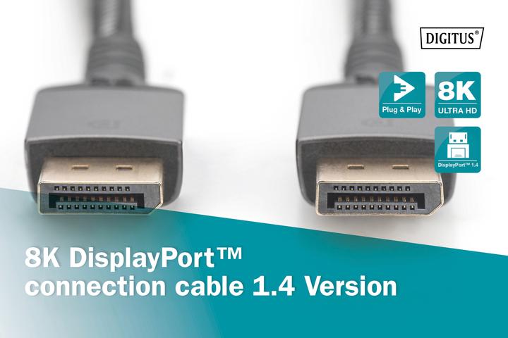 Produktbild Digitus 8K DisplayPort Anschlusskabel 1.4 Version (1 m, DisplayPort, 1.4)