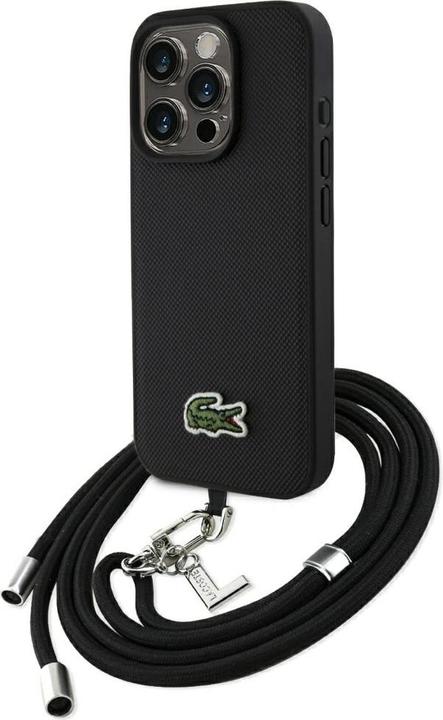 Immagine prodotto Lacoste Case Iconic Petit Pique Crossbody Cord MagSafe for iPhone 15 Pro black (Apple iPhone 15 Pro)