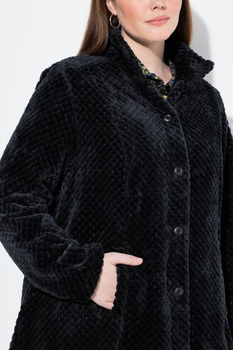 Immagine prodotto Ulla Popken Giacca morbida dal taglio svasato con collo alto e maniche lunghe (42, 44)