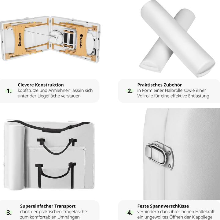 Produktbild tectake 3 Zonen Massageliege-Set Somwang mit 7,5cm Polsterung, Rollen und Holzgestell