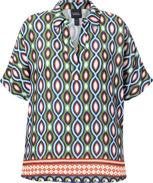 Immagine prodotto Ulla Popken Blusa dal taglio oversize con spacchetto sulle spalle, collo da camicia e mezze maniche (62)