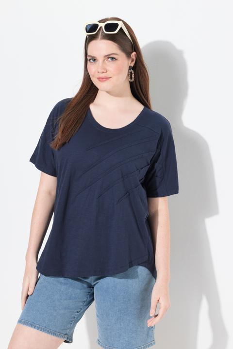 Actual product image Ulla Popken Damen grosse Grössen T-Shirt, Biesen, Rundhals, Halbarm marine 46+ 838884130-46+ (46, 48)