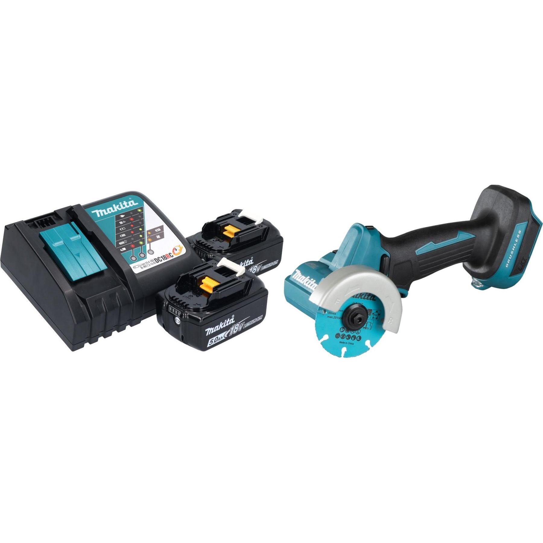 Makita, Winkelschleifer, DMC 300 RT Akku Winkelschleifer 18 V 76 mm Brushless + 2x Akku 5,0 Ah + Ladegerät (76 mm)