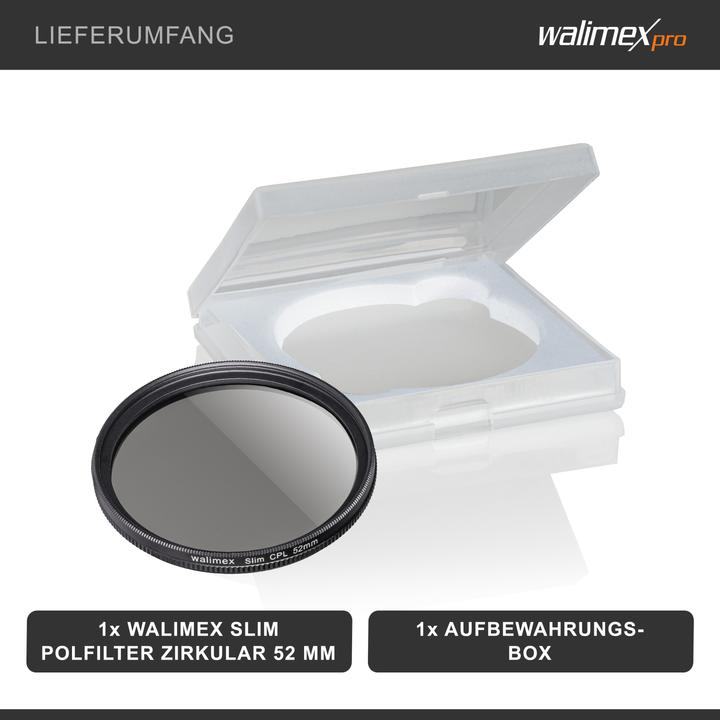 Produktbild Walimex Slim Polfilter Zirkular 52 mm (52 mm, Polarisationsfilter, 52 mm)