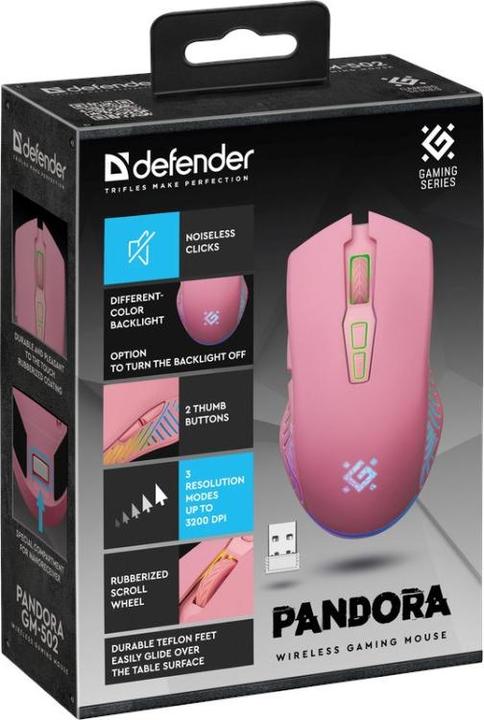 Actual product image Defender PANDORA RF 3200DPI 7P Wireless Gaming Mouse, Pink (Wireless)