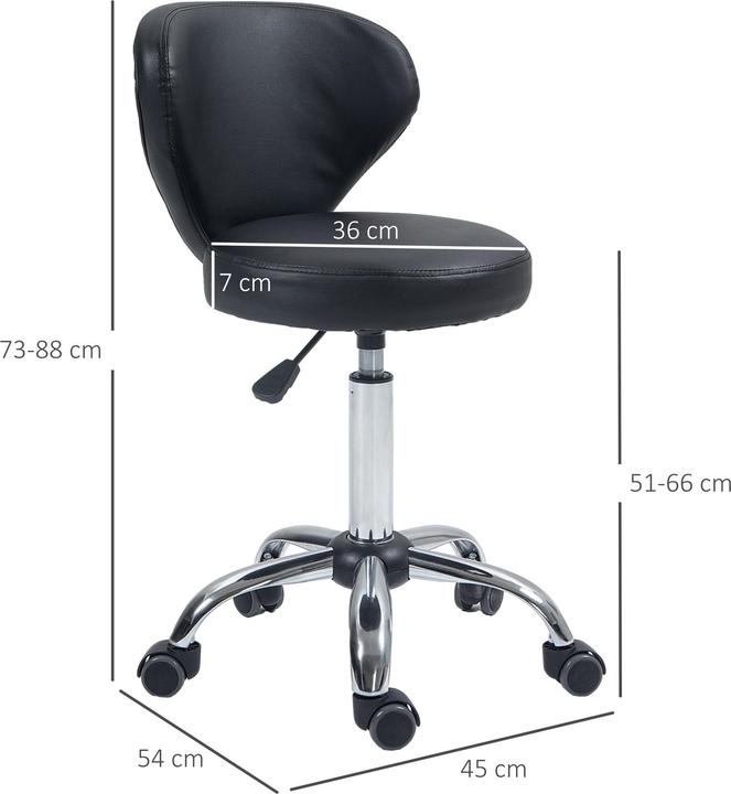 Actual product image Homcom Salonhocker Kunstleder Schwarz (51 - 66 cm)