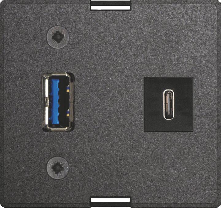 Evoline USB C & A interchangeable module + power supply unit suitable for built-in sockets, black