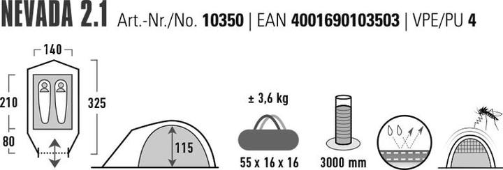 Immagine prodotto High Peak Nevada 2.1 tenda (Tenda a cupola, 3.45 kg, 2 persone)