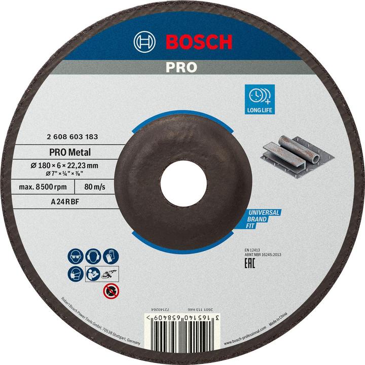Actual product image Bosch Professional Zubehör PRO Metal grinding disc, 180 x 6 x 22.23 mm (A 24 P BF)