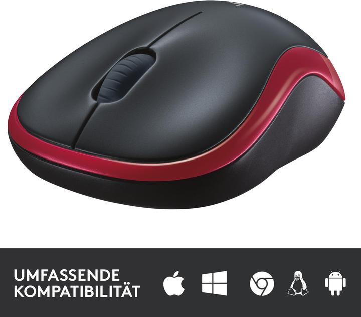Actual product image Logitech MOUSE USB OPTICAL CORDL. M185/RED 910-002240 (Wireless)