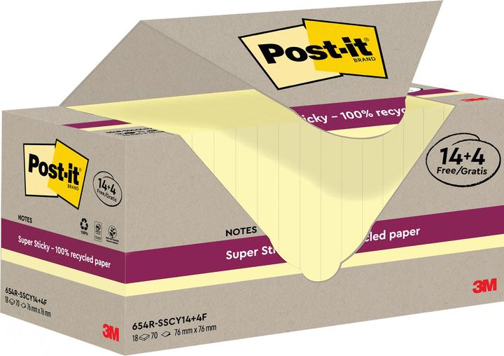 Image du produit Post-it Super Sticky Recycling (76 x 76 mm)