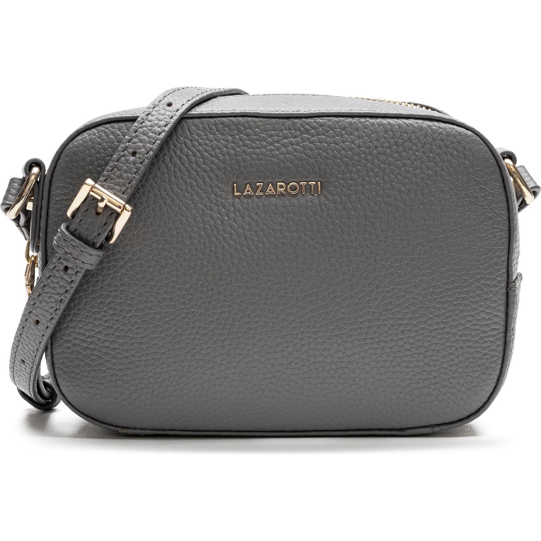 Lazarotti, Handtasche, Bologna Leather Umhängetasche Leder 19 cm, Grau