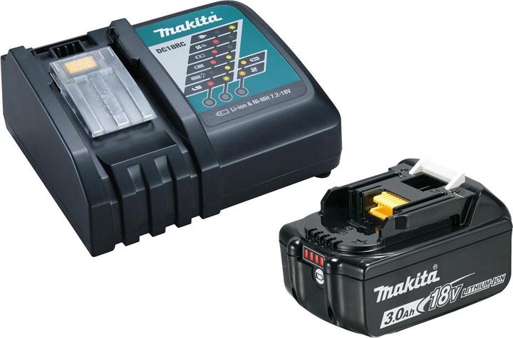 1x Makita BL 1830 B 18 V 3.0 Ah battery, 1x Makita DC 18 RC battery fast charger 7.2 V - 18 V