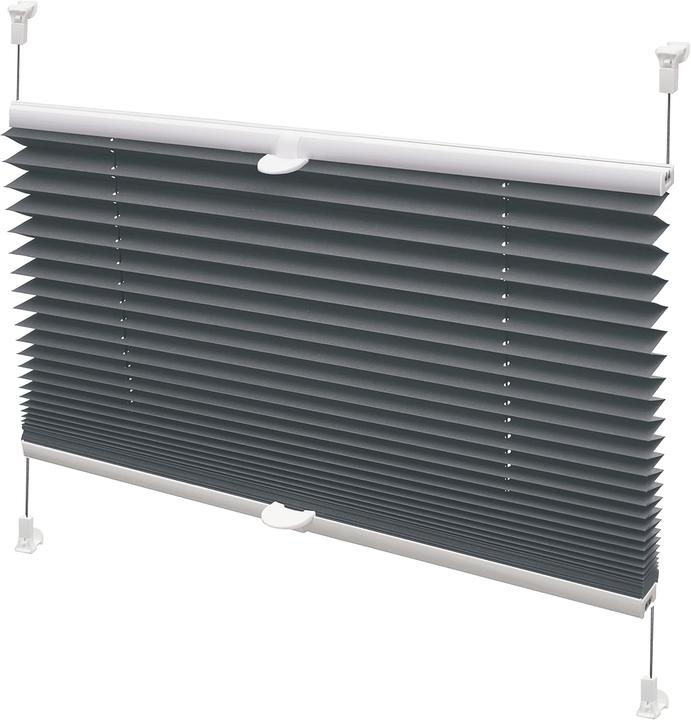 Actual product image YOURSOL EASYFIX Plissee Verona 50 x 150 cm in Dunkelgrau, Plissee ohne Bohren, Zwei Bedienschienen (50 x 150 cm)