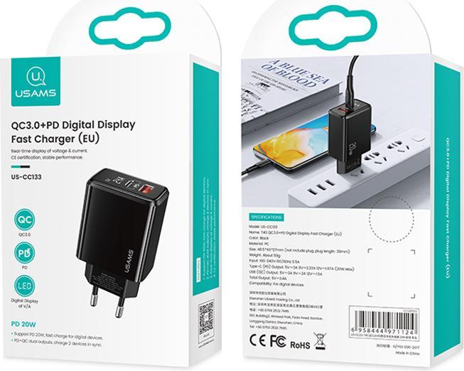 Produktbild Usams US-CC133 įkroviklis 1x USB-A 1x USB-C 3,4 A (CC133TC01) (20 W)