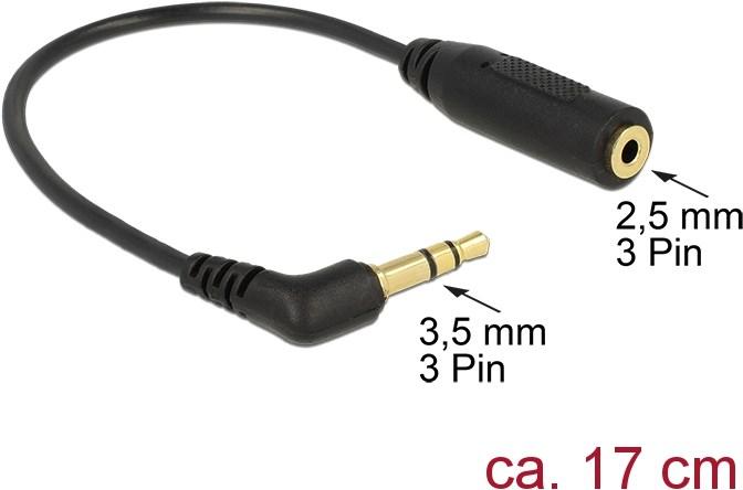Produktbild Delock 3.5 mm Klinke – 2.5 mm Buchse (0.17 m, AUX Kabel)