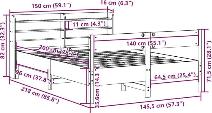 Image du produit vidaXL Bettgestell (140 x 200 cm)