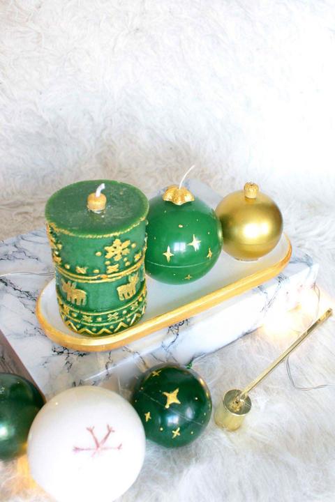 Immagine prodotto Hanah Home Christmas Tinsel Gold Candle Set 3 Pieces (3 pz.)