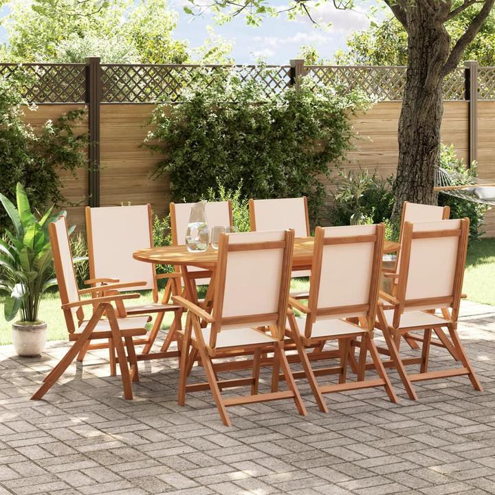 Actual product image vidaXL Garden furniture dining set garden set 9-piece solid wood acacia textilene (160 cm)