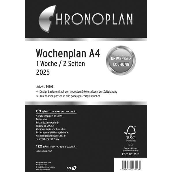 Chronoplan, Agenda, Wochenplan (A4, Deutsch)