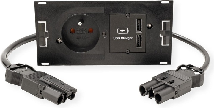 Actual product image Bachmann DUE - 0.2 m - 1 AC outlets - Indoor - Type E - Black - 1 unit(s) (1 x, CEE 7/5, 0.20 m)