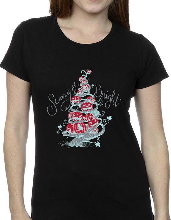 Actual product image Disney Womens/Ladies The Nightmare Before Christmas Scary & Bright Cotton T-Shirt (S)