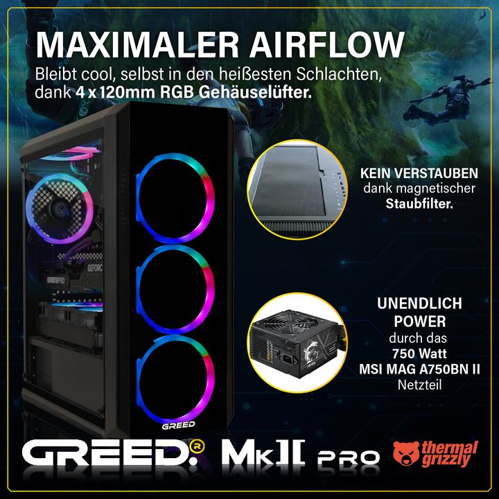 Produktbild Greed MK2 INTEL PRO - Gaming PC - RTX 5070 (1000 GB, 16 GB, Intel Core i7-12700F, GeForce RTX 5070)