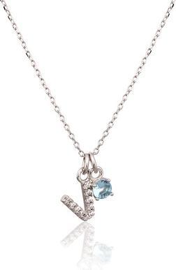 Image du produit JVD Dainty Silver V Necklace With Blue Zircon