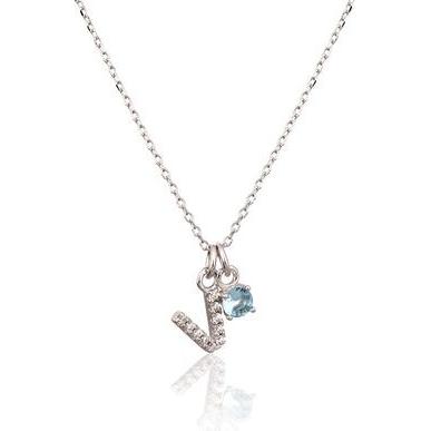 JVD, Halsschmuck, Dainty Silver V Necklace With Blue Zircon