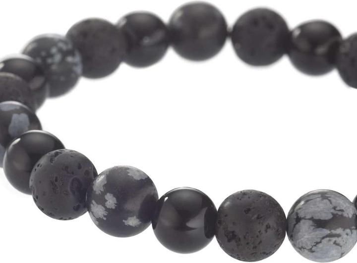 Actual product image Bijouteria Bracelet (21 cm, Lava stone, Agate, Plastic, Snowflake obsidian)