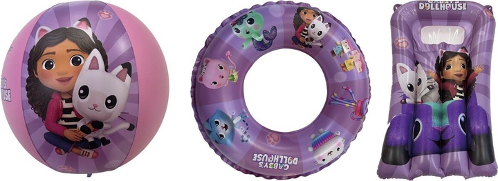 Actual product image Happy People HAPPYPEOPLE Gabby's Dollhouse beach set, consisting of: Beach ball, swimming ring, children's