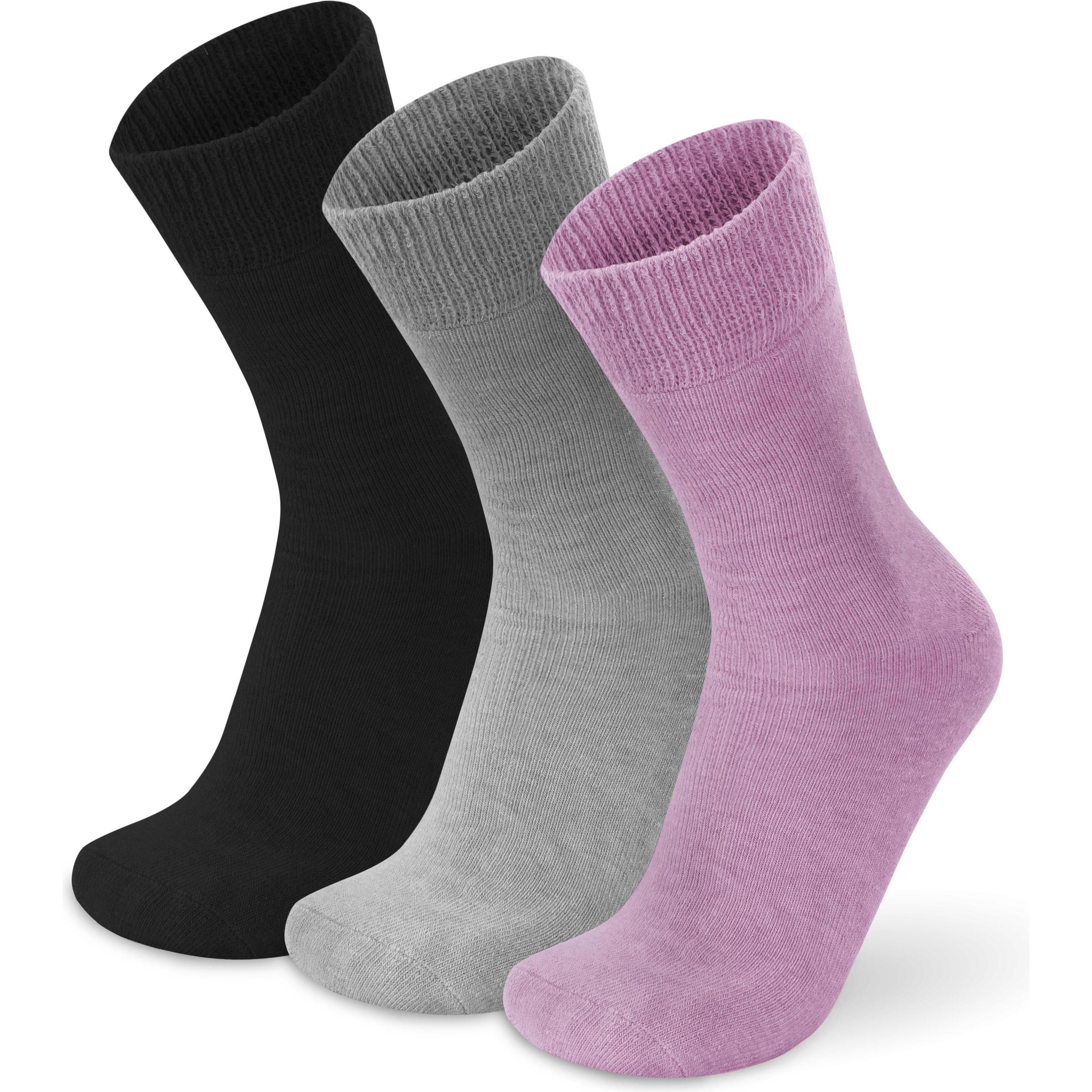 Normani, Unisex, Socken, 3 Paar Alpaka-Vollplüschsocken, Pink, Grau, Schwarz, (3er Pack, 35 - 38)