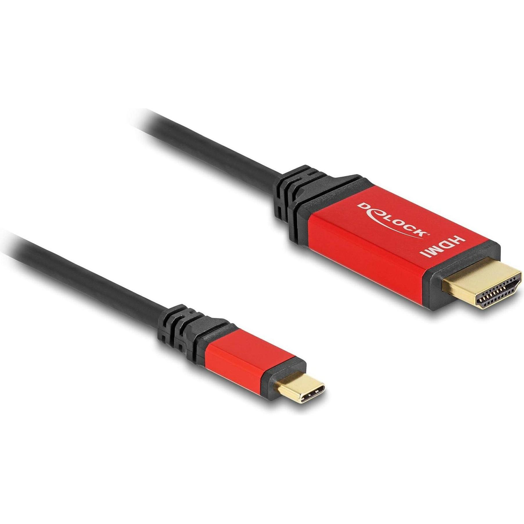 Delock USB Type-C™ zu HDMI Kabel (DP Alt Mode) 8K 60 Hz mit HDR Funktion 1 m rot (1 m, HDMI), Video Kabel