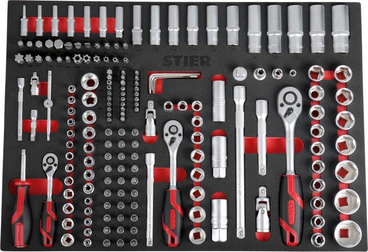 Image du produit Stier Servante d'atelier avec dispositif de protection et porte latérale, garnie, 223 pièces (223 x)