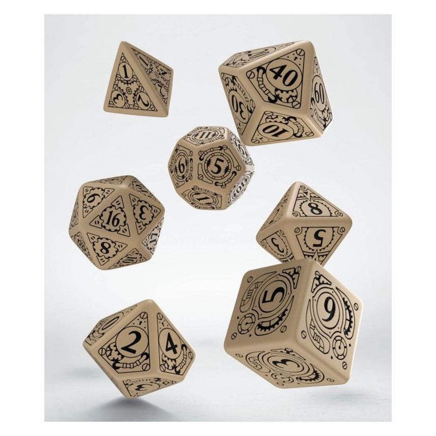 Steampunk Beige & black Dice Set (7) | Auslaufartikel | Steampunk-Dice - Bild 3