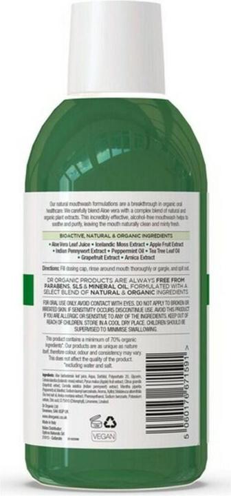 Actual product image Dr. Organic ALOE VERA enjuague bucal 500 ml (500 ml, Mouthwash, Mouthwash)